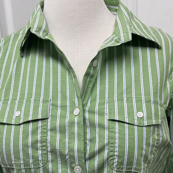 L.L. Bean Striped Cotton Roll-Tab Shirt Large - Picture 2 of 12